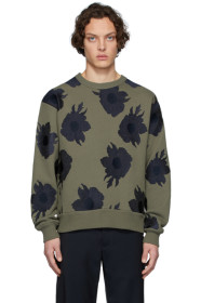Dries Van Noten - カーキ & ネイビー エンブロイダリー フローラル スウェットシャツ