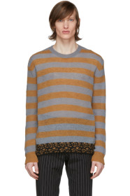 Dries Van Noten - Grey & Orange Striped Sweater
