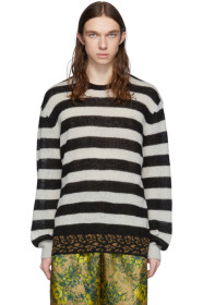 Dries Van Noten - Pull en alpaga noir et blanc Jevanna