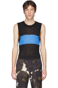 Dries Van Noten - Veste en alpaga noire et bleue