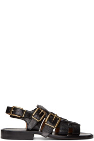 Dries Van Noten - Black Leather Sandals