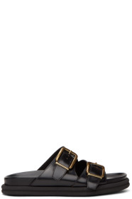 Dries Van Noten - Black Leather Slip-On Sandals