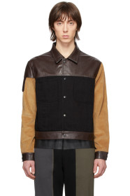 GR-Uniforma - Blouson en cuir synthétique et denim noir et brun