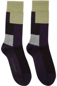 GR-Uniforma - Chaussettes en laine bleu marine Mixed Textured