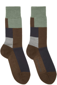 GR-Uniforma - Chaussettes en laine brunes Mixed Textured