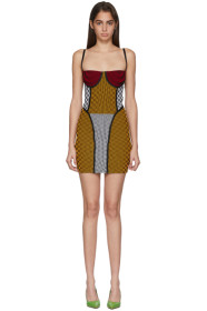 Paolina Russo - SSENSE Exclusive Yellow & White Check Illusion Knit Mini Dress