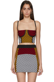 Paolina Russo - SSENSE 限定 イエロー & レッド Illusion Knit クロップド ビスチェ タンク トップ