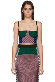 Paolina Russo - SSENSE 限定 ピンク & グリーン Illusion Knit クロップド ビスチェ タンク トップ