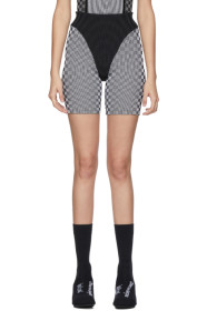 Paolina Russo - SSENSE 限定 ホワイト & グレー チェック Illusion Knit サイクリング ショーツ