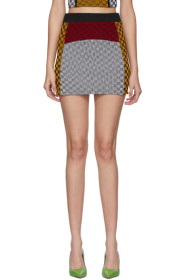 Paolina Russo - SSENSE 限定 イエロー & ホワイト Illusion Knit ミニスカート