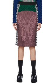 Paolina Russo - SSENSE 限定 ピンク & グリーン Illusion Knit Farfalla ペンシル スカート