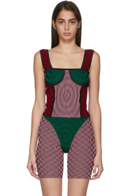 Paolina Russo - SSENSE 限定 ピンク & グリーン Illusion Knit Bullseye ビスチェ タンク トップ