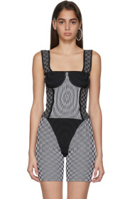 Paolina Russo - SSENSE 限定 ホワイト & グレー Illusion Knit Bullseye ビスチェ タンク トップ