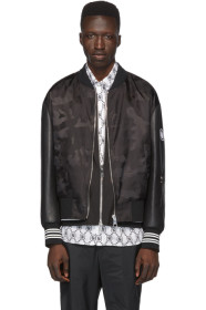 Neil Barrett - Blouson aviateur noir Camo Bolt Vest Lining