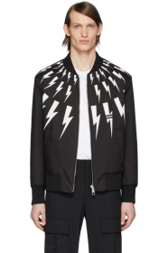 Neil Barrett - Blouson aviateur réversible noir Thunderbolt
