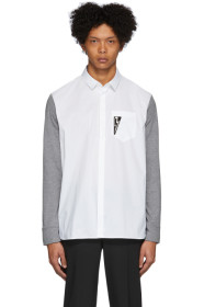 Neil Barrett - Grey & White Bicolor Thunderbolt Shirt