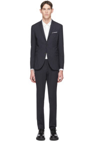 Neil Barrett - Navy & White Wool Pinstripe Suit