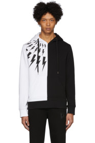 Neil Barrett - Pull à capuche noir et blanc Thunderbolt