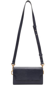 Marge Sherwood - Sac embossé façon lézard bleu marine Clutch Box