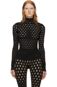 Maisie Wilen - Black Perforated Turtleneck