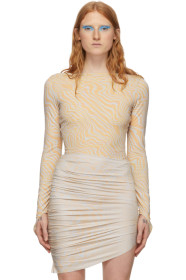Maisie Wilen - Beige & Blue Patterned Bodysuit