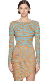 Maisie Wilen - SSENSE Exclusive Orange & Blue Patterned Bodysuit