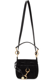 See by Chloé - Sac seau en suède noir Small Tony