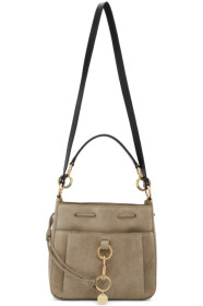 See by Chloé - Sac seau en suède gris Large Tony