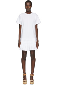 See by Chloé - White Pleated Hem T-Shirt Dress