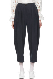 See by Chloé - Navy Flowy Pleated Trousers