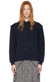 See by Chloé - Navy Fleece Scallop Shoulder Hoodie