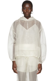 Arch The - Pull à capuche en soie transparent blanc cassé