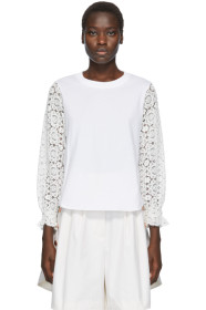 See by Chloé - White Lace Sleeve T-Shirt