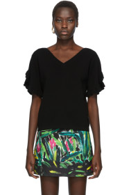 See by Chloé - Black Ruffle Sleeve V-Neck Sweater