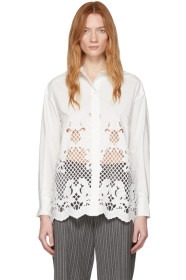 See by Chloé - White Poplin Floral Embroidery Shirt