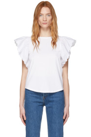 See by Chloé - White Frill Sleeve T-Shirt