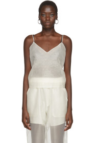Arch The - Off-White Silk V-Neck Tank Top