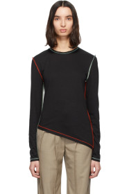 Andersson Bell - Black Linen Inside-Out Long Sleeve T-Shirt