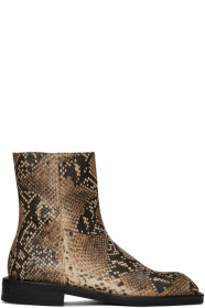Andersson Bell - Brown Snake Square Toe Chelsea Boots