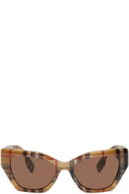Burberry - Brown Acetate Check Butterfly Sunglasses