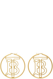Burberry - Gold Monogram Hoop Earrings