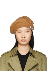 Burberry - Tan Merino Wool Logo Beret