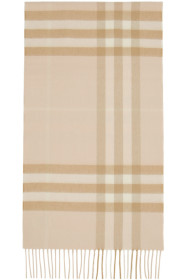 Burberry - 黄褐色 Giant Check 羊绒围巾