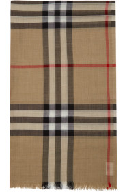 Burberry - ベージュ ガーゼ ジャイアント チェック スカーフ