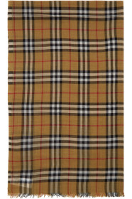 Burberry - イエロー ガーゼ ジャイアント チェック スカーフ