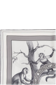 Burberry - Black & White Monkey Silk Scarf