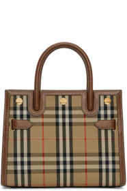 Burberry - Brown & Beige Small Vintage Check Two-Handle Title Bag