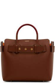 Burberry - Cabas en cuir brun Small Belt