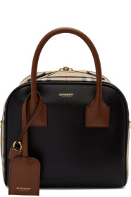 Burberry - Sac en cuir à carreaux beige Small Cube