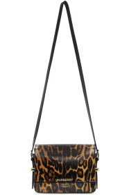 Burberry - Black & Brown Small Leopard Grace Bag